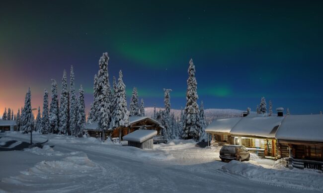 Paysage et aurores boréales voyage Laponie